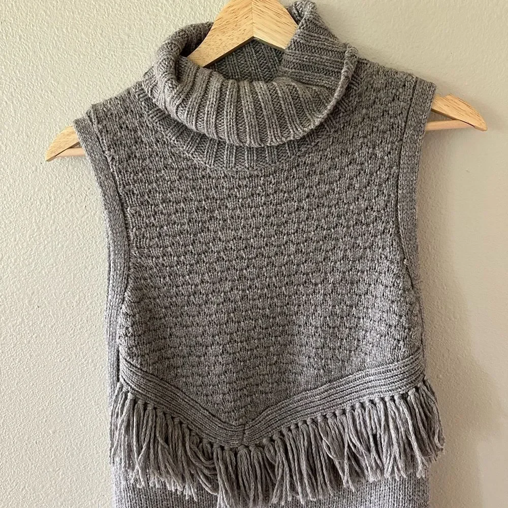 Anthropologie Nomad Morgan Carper Vesper Turtleneck Fringe Tunic Dress XS - Picture 3 of 8